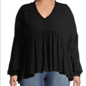 Black Ruffle Edge Peasant Top